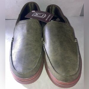 Muk Luks Men Park Place Sneaker Olive Loafer Slip on W/Collapsible Back Sz 12 M